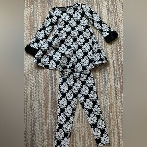 Janie and Jack Black and White Floral Dress and Pants